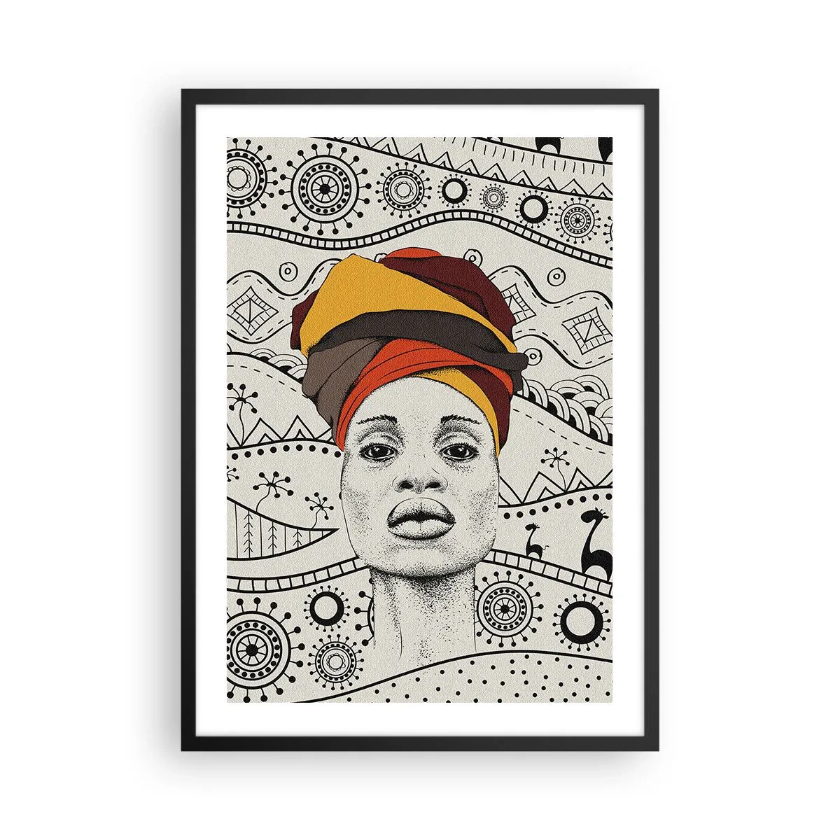 Affisch i svart ram - Afrikansk patriark - 50x70cm - Afrikanskt porträtt - Modern väggdekoration för vardagsrum och sovrum ARTTOR
