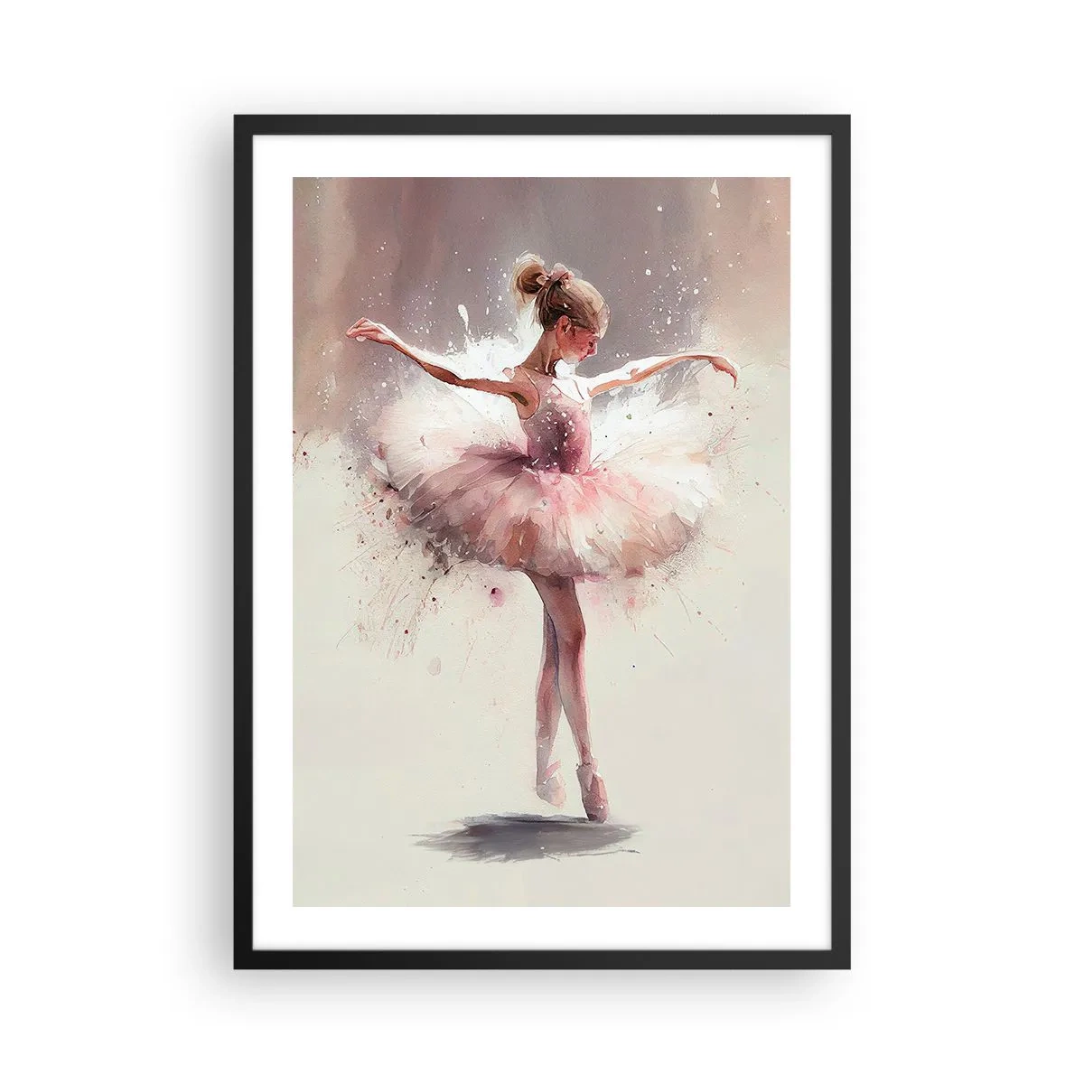 Affisch i svart ram - Ballerina i konstnärlig rörelse - 50x70cm - Som en ung fågel - Modern väggdekoration för vardagsrum och sovrum ARTTOR