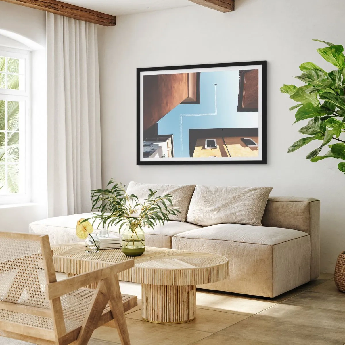 Affisch i svart ram - Ovanför stadens labyrint - 70x50 cm