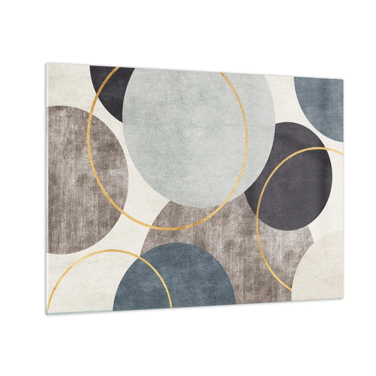 Glastavla - Bild på glas - En komposition av cirklar i dämpade färger - 70x50cm - Cirkel efter cirkel - Modern väggdekoration för vardagsrum och sovrum ARTTOR