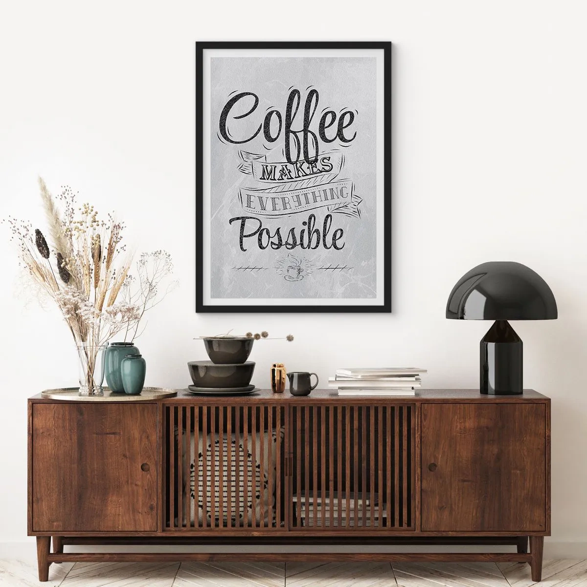 Affisch i svart ram - Motiverande poster om kaffe - 50x70cm - Hur inte älska kaffe - Modern väggdekoration för vardagsrum och sovrum ARTTOR