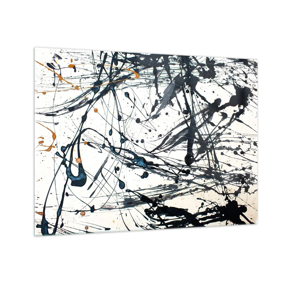 Glastavla - Bild på glas - Dynamiska färgstänk på vit bakgrund - 70x50cm - Expressionistisk abstraktion - Modern väggdekoration för vardagsrum och sovrum ARTTOR