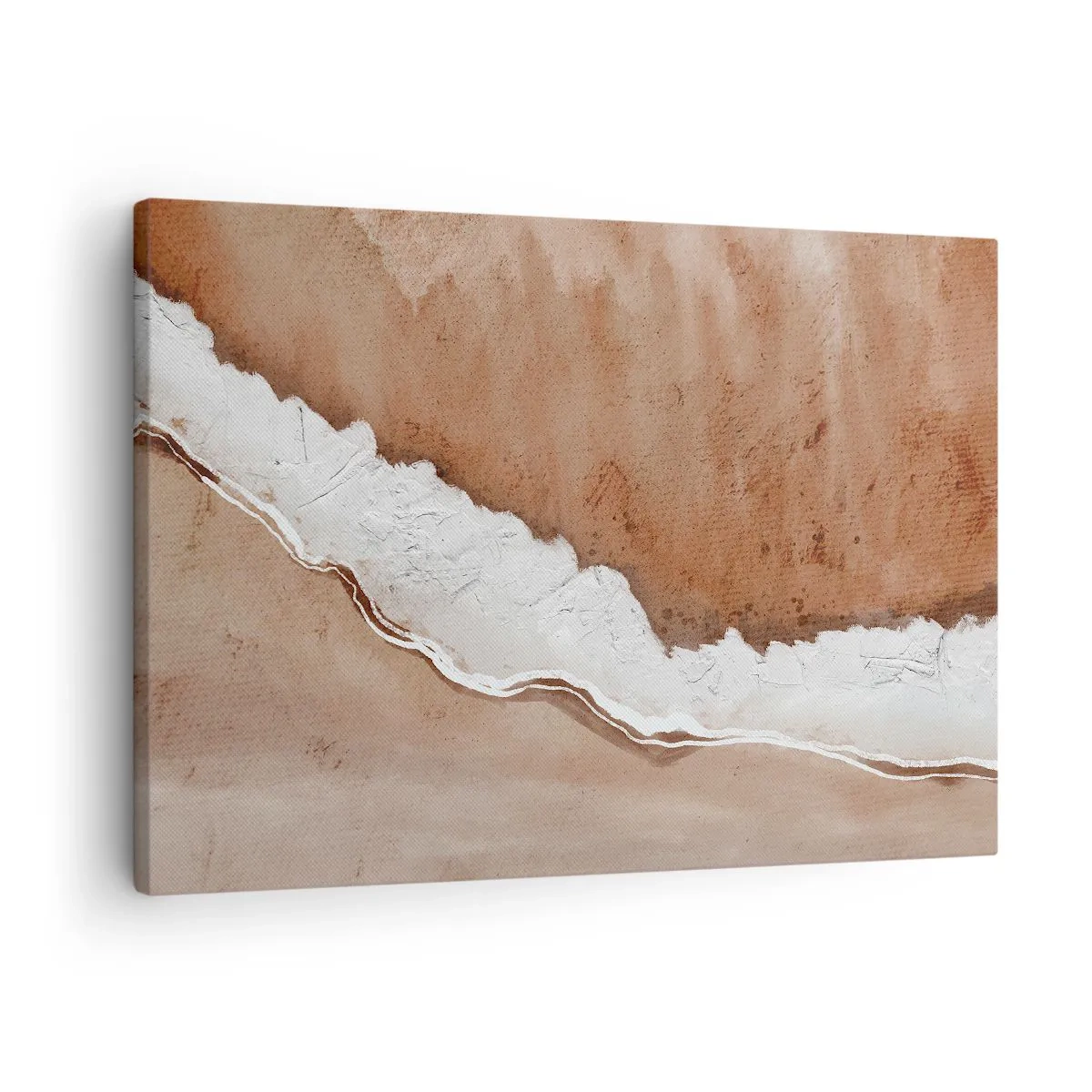Canvastavla - Bild på duk - Sandstruktur med vita accenter - 70x50cm - I jordnära färger - Modern väggdekoration för vardagsrum och sovrum ARTTOR