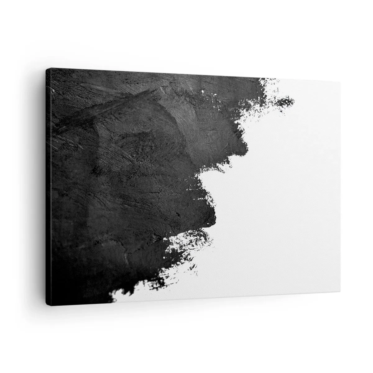 Canvastavla - Bild på duk - Svartvit abstraktion med kontrasterande penseldrag - 70x50cm - Element: jord - Modern väggdekoration för vardagsrum och sovrum ARTTOR