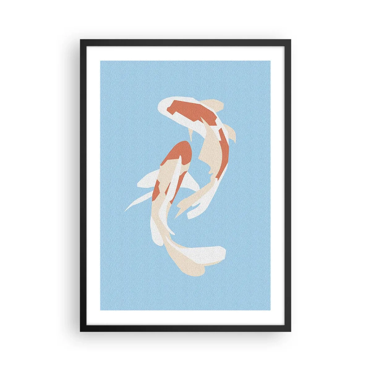 Affisch i svart ram - Två koifiskar som simmar i harmoni - 50x70cm - Spontan synkroniserad simning - Modern väggdekoration för vardagsrum och sovrum ARTTOR