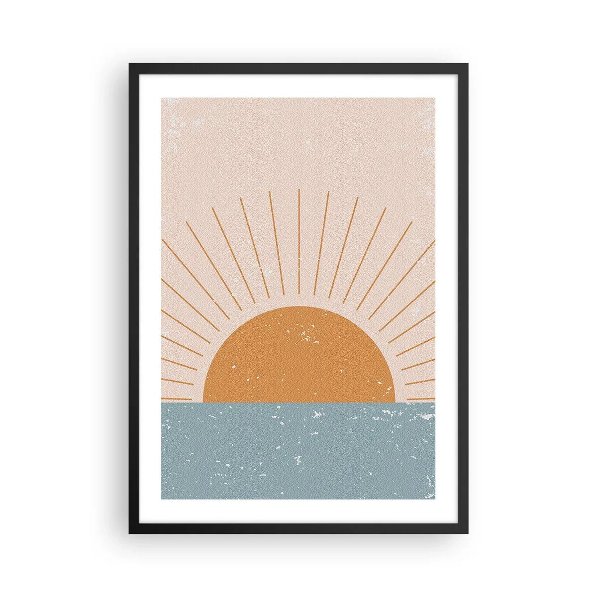 Affisch i svart ram - Minimalistisk vintagesol över horisonten - 50x70cm - Vardagens under - Modern väggdekoration för vardagsrum och sovrum ARTTOR