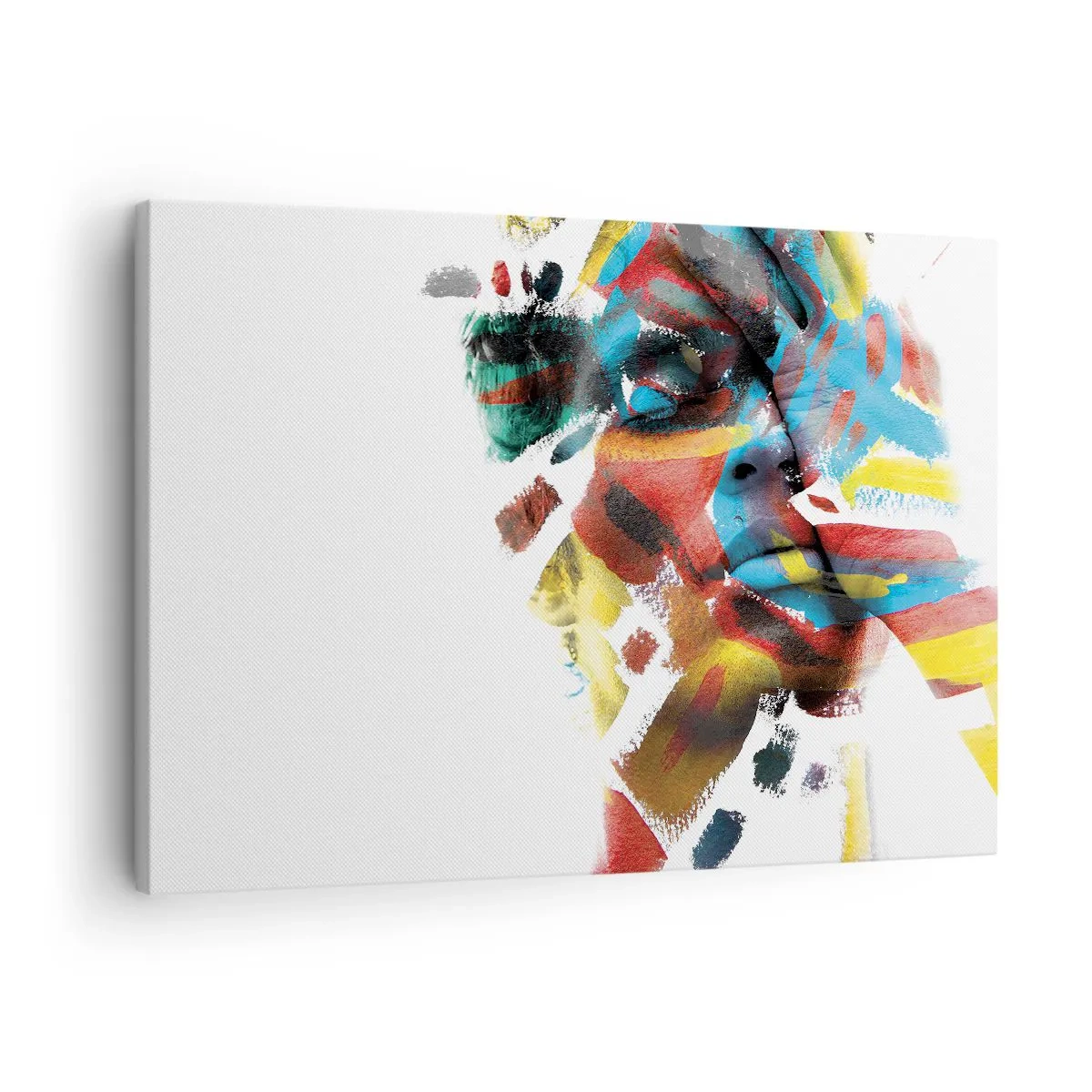 Canvastavla - Bild på duk - Abstrakt porträtt i livfulla färger - 70x50cm - Färgrik personlighet - Modern väggdekoration för vardagsrum och sovrum ARTTOR