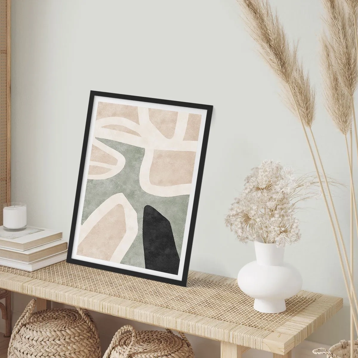 Affisch i svart ram - Abstrakt färgharmoni - 50x70cm - Komposition med svart motiv - Modern väggdekoration för vardagsrum och sovrum ARTTOR
