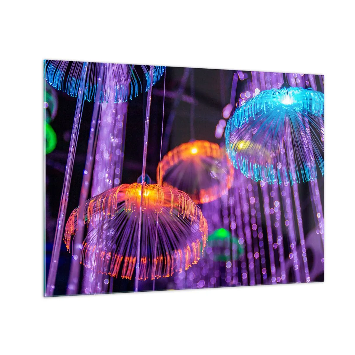 Glastavla - Bild på glas - Färgglada ljusstrukturer som liknar maneter - 70x50cm - Lysande fontän - Modern väggdekoration för vardagsrum och sovrum ARTTOR