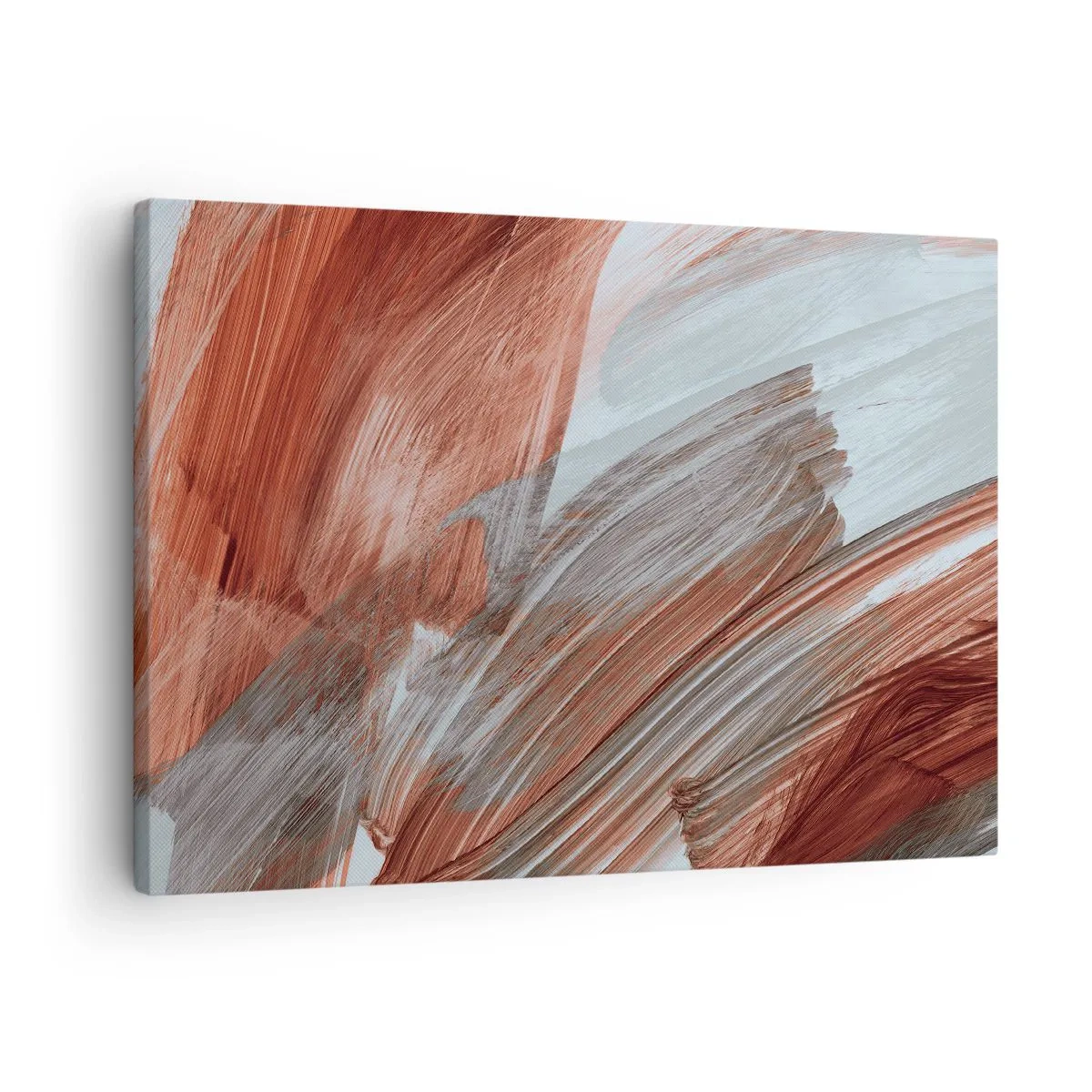 Canvastavla - Bild på duk - Abstrakta penseldrag i nyanser av koppar och grått - 70x50cm - Höst- och blåsig abstraktion - Modern väggdekoration för vardagsrum och sovrum ARTTOR