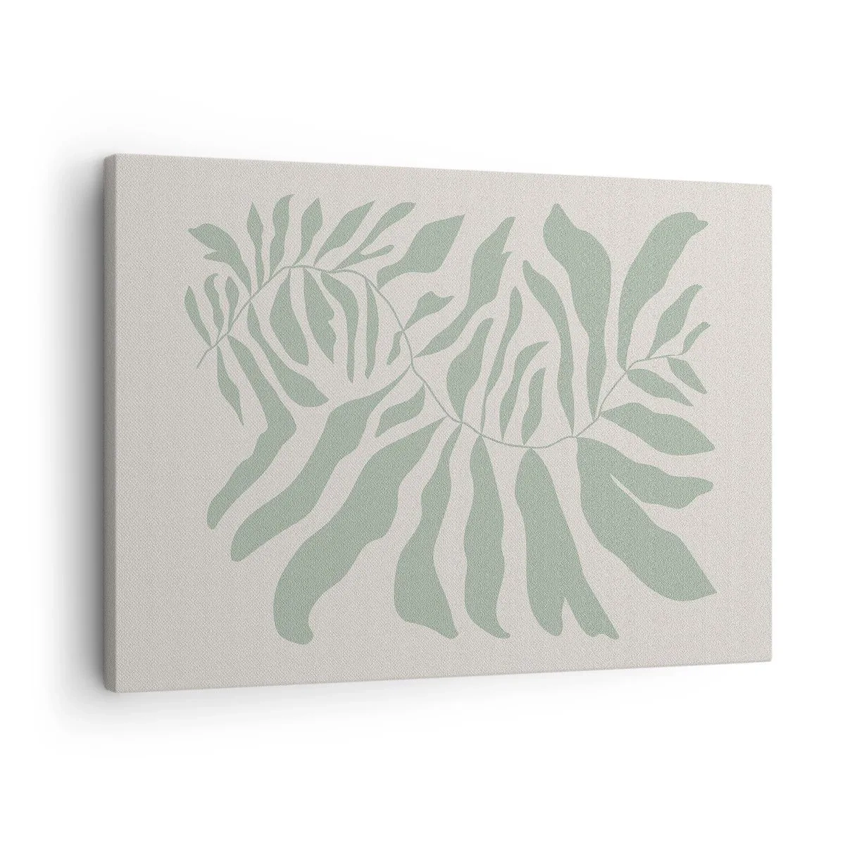 Canvastavla - Bild på duk - Ett fint kvistmönster med löv i en nyans av smaragdgrönt - 70x50cm - Smaragdgrön gren - Modern väggdekoration för vardagsrum och sovrum ARTTOR