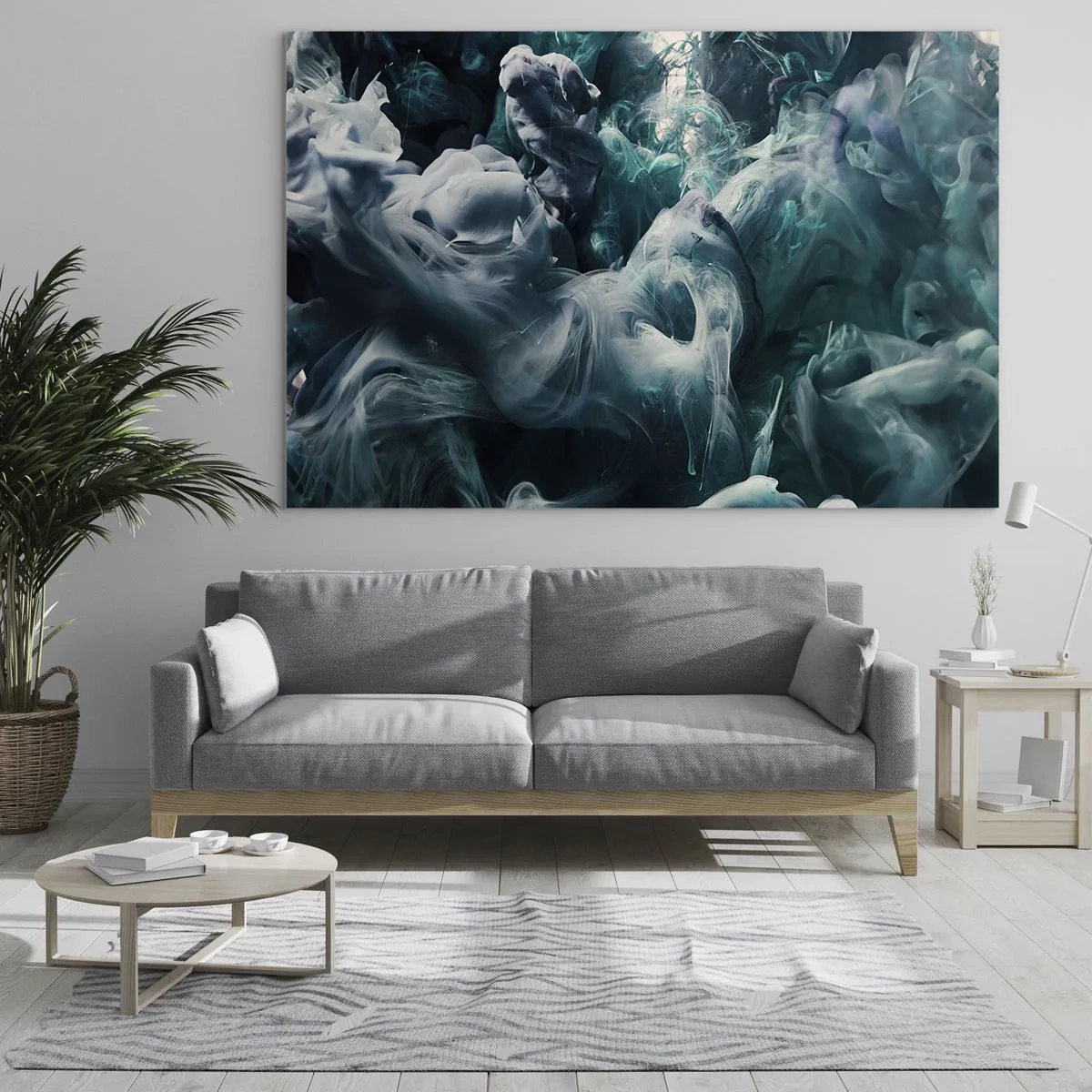 Glastavla - Bild på glas - Färgernas dans i vatten skapar abstrakta former - 70x50cm - Färg i rörelse - Modern väggdekoration för vardagsrum och sovrum ARTTOR