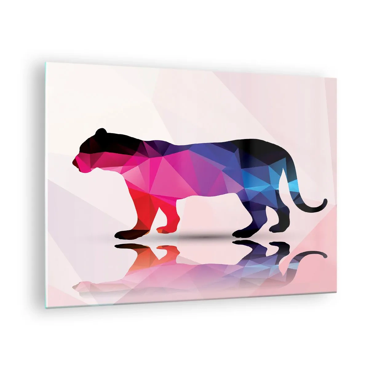 Glastavla - Bild på glas - Geometrisk panter i färgglad abstraktion - 70x50cm - Diamantpanter - Modern väggdekoration för vardagsrum och sovrum ARTTOR