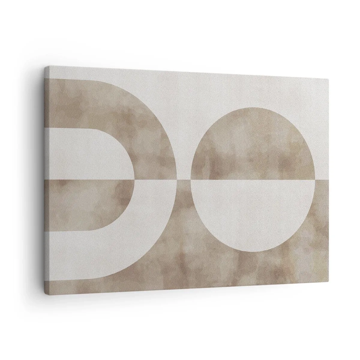 Canvastavla - Bild på duk - En abstrakt målning i beige nyanser med geometriska former och symmetri. - 70x50cm - Likheter och skillnader - Modern väggdekoration för vardagsrum och sovrum ARTTOR