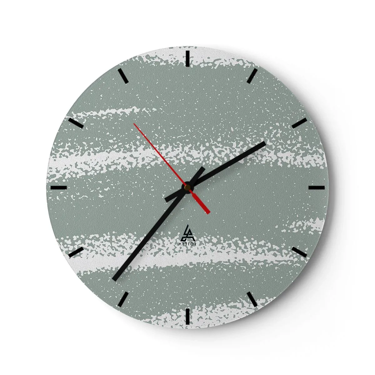 Väggklocka - Klocka på glas - Vinterstruktur med skavmärken i en grönaktig ton - 30x30cm - Abstraktion i vinterstämning - Modern väggdekoration för vardagsrum, kök och sovrum ARTTOR