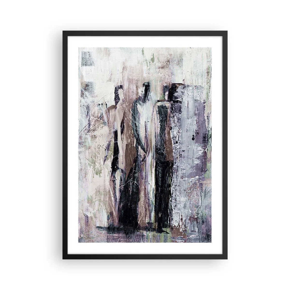 Affisch i svart ram - Abstrakta figurer i dämpade färger - 50x70cm - De mystiska tre - Modern väggdekoration för vardagsrum och sovrum ARTTOR