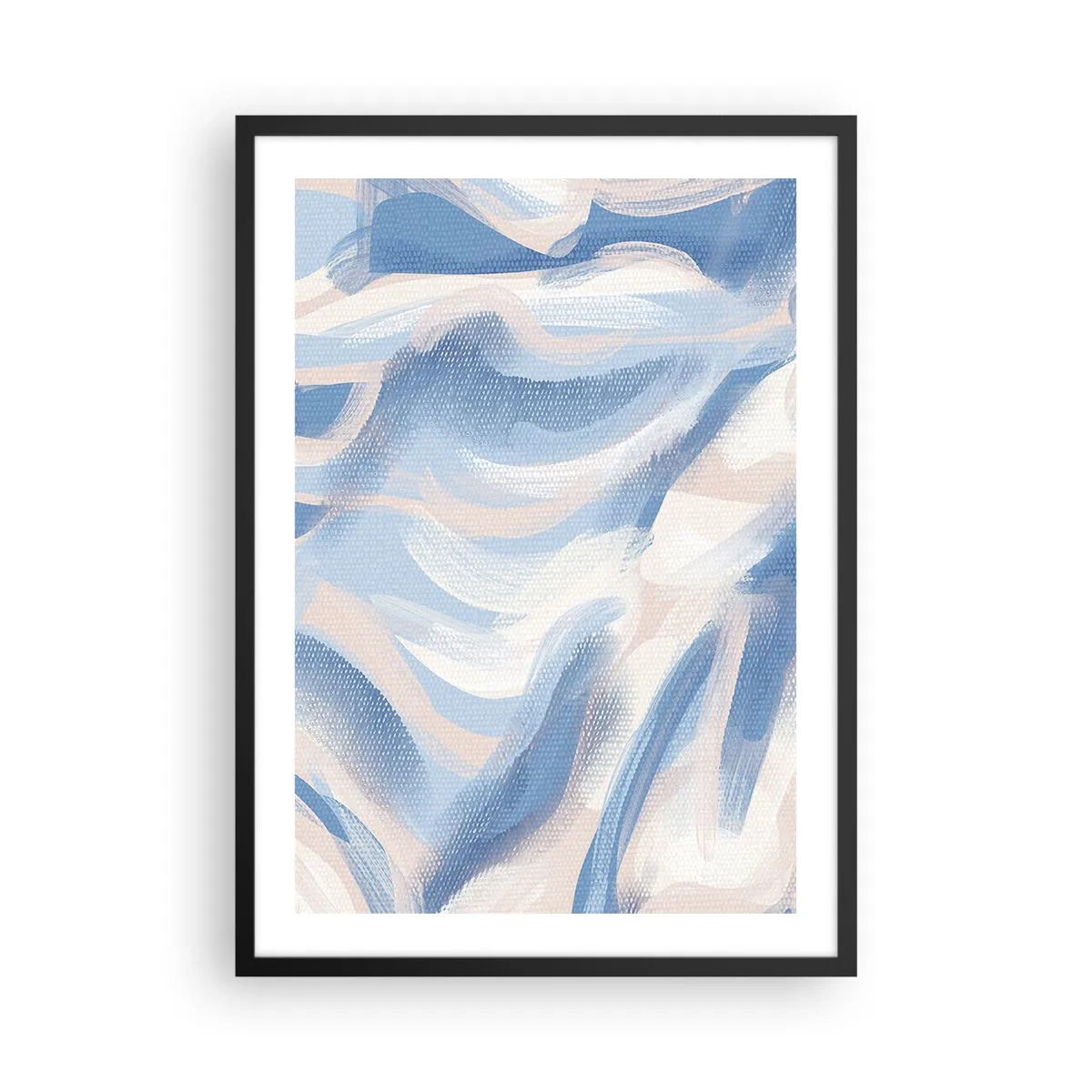 Affisch i svart ram - Abstrakt våg i nyanser av blått och beige - 50x70cm - Blå krusningar - Modern väggdekoration för vardagsrum och sovrum ARTTOR