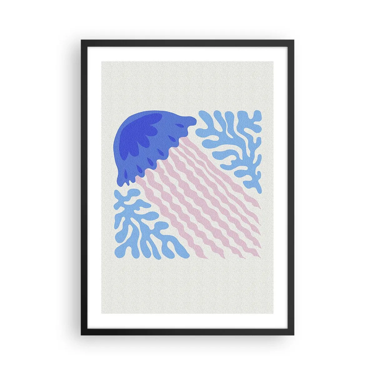 Affisch i svart ram - Stiliserade maneter omgivna av undervattensvegetation - 50x70cm - Som från en annan värld - Modern väggdekoration för vardagsrum och sovrum ARTTOR