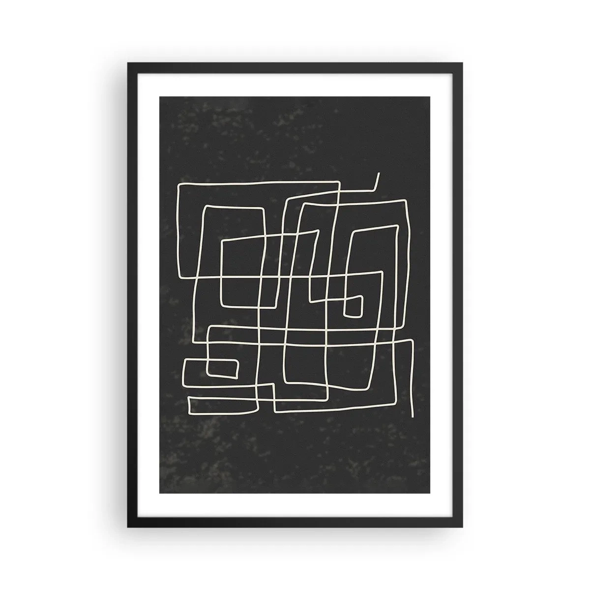Affisch i svart ram - Geometrisk abstraktion på svart bakgrund - 50x70cm - Inte så enkelt - Modern väggdekoration för vardagsrum och sovrum ARTTOR