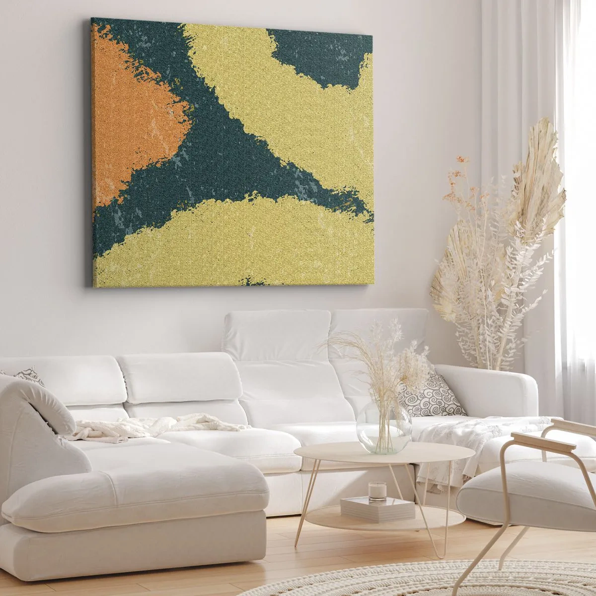 Canvastavla - Bild på duk - Abstrakta fläckar i jordnära och gröna färger - 70x50cm - Abstraktion - i slow motion - Modern väggdekoration för vardagsrum och sovrum ARTTOR