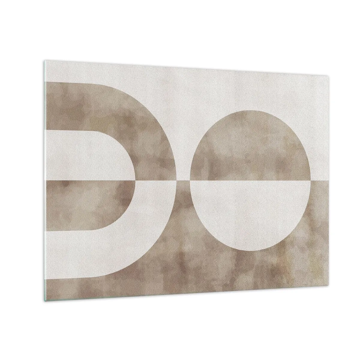 Glastavla - Bild på glas - Beige geometri med en halvcirkel och en cirkel på en horisontell bakgrund - 70x50cm - Likheter och skillnader - Modern väggdekoration för vardagsrum och sovrum ARTTOR