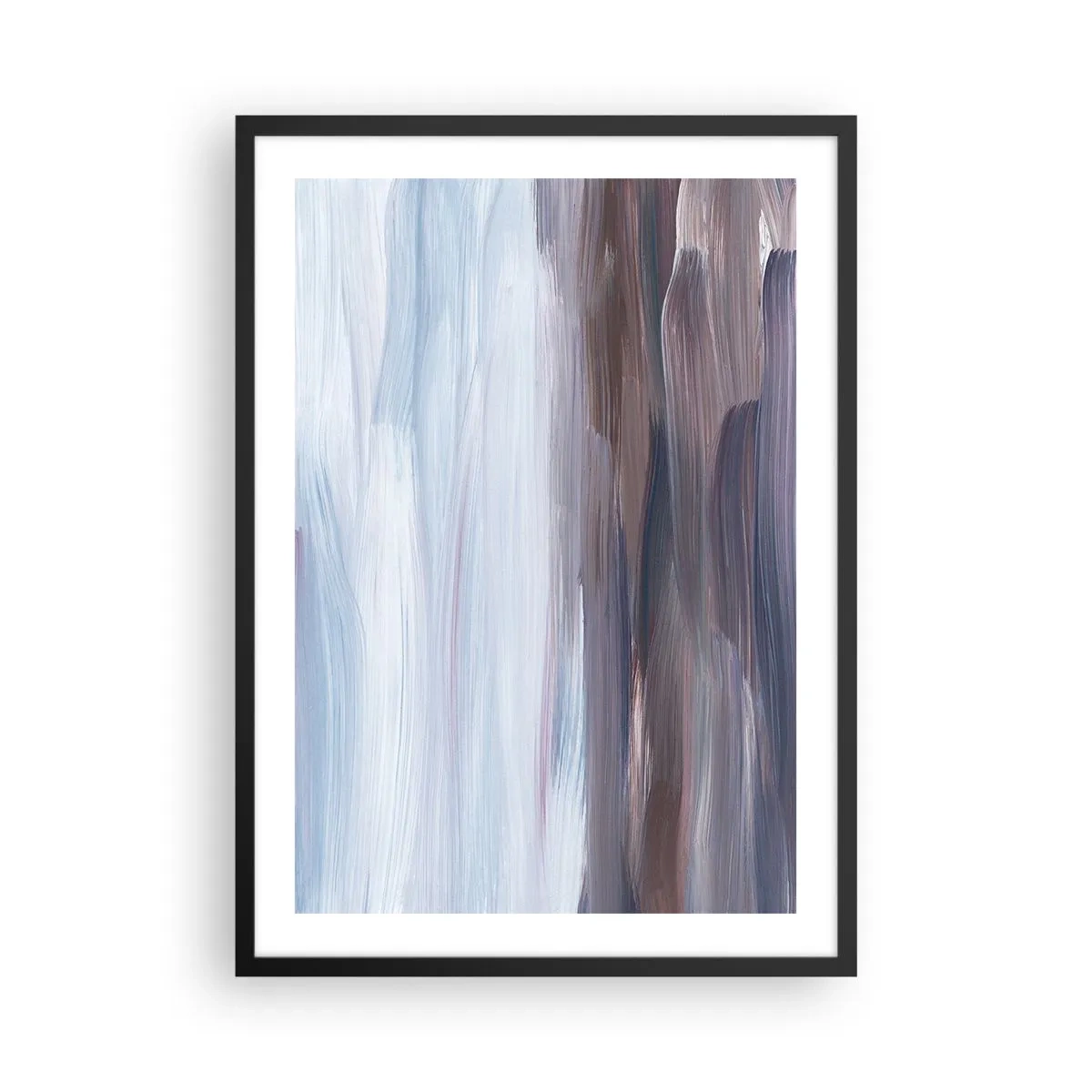 Affisch i svart ram - Abstrakta penseldrag i nyanser av blått och brunt - 50x70cm - Element: vatten - Modern väggdekoration för vardagsrum och sovrum ARTTOR