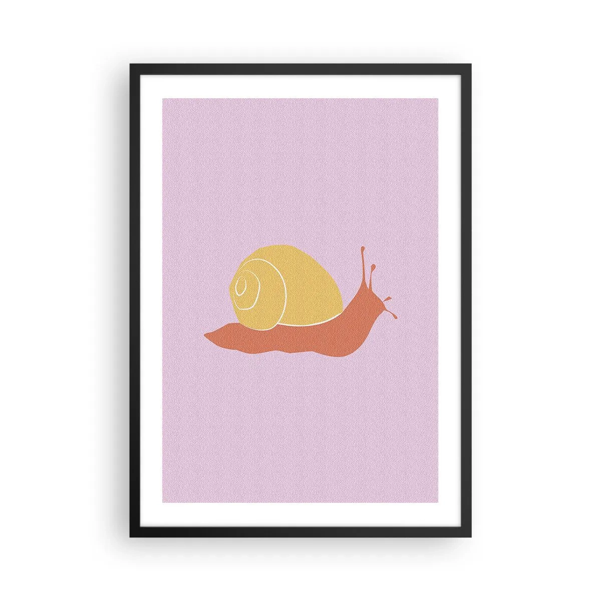 Affisch i svart ram - Minimalistisk snigelgrafik på pastellbakgrund - 50x70cm - Det är ingen brådska - Modern väggdekoration för vardagsrum och sovrum ARTTOR
