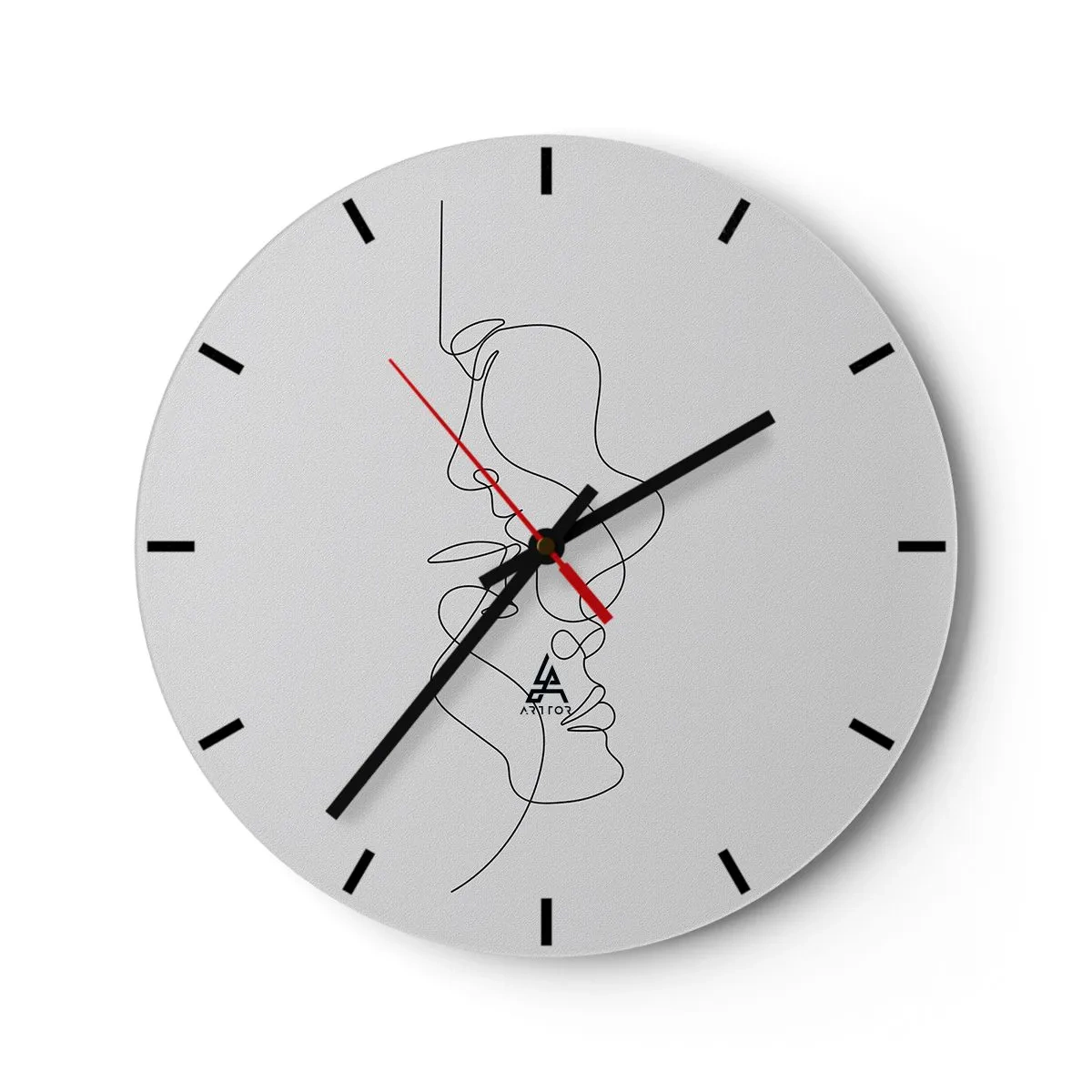 Väggklocka - Klocka på glas - Minimalistiska ansiktskonturer i svarta linjer mot vit bakgrund - 30x30cm - Sentimentala lustens glöd - Modern väggdekoration för vardagsrum, kök och sovrum ARTTOR