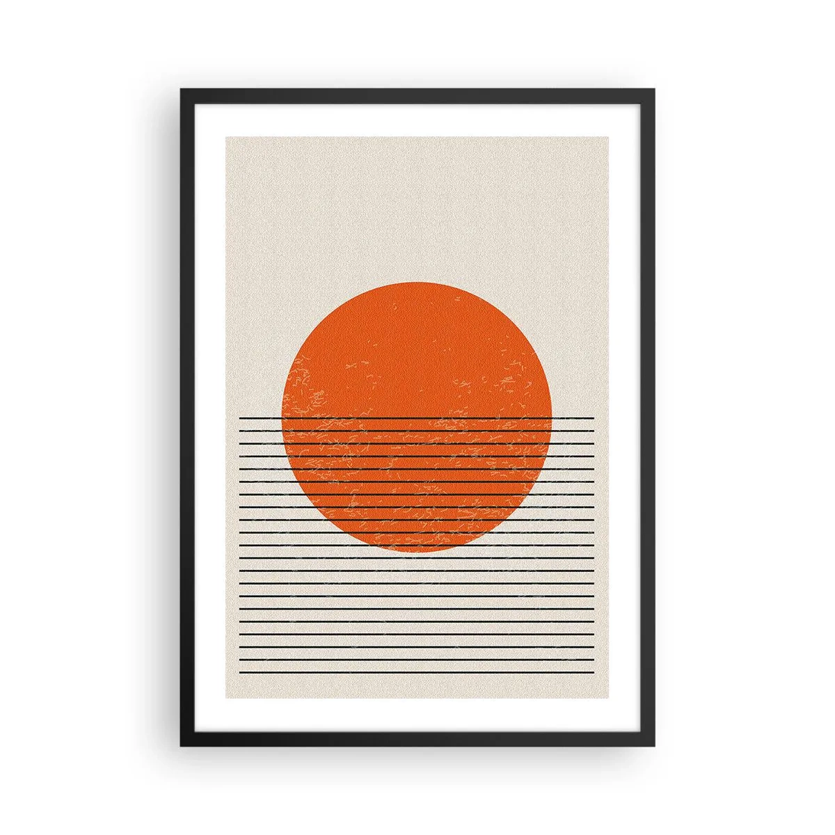 Affisch i svart ram - En minimalistisk solnedgång i geometrisk form - 50x70cm - Alltid solen - Modern väggdekoration för vardagsrum och sovrum ARTTOR