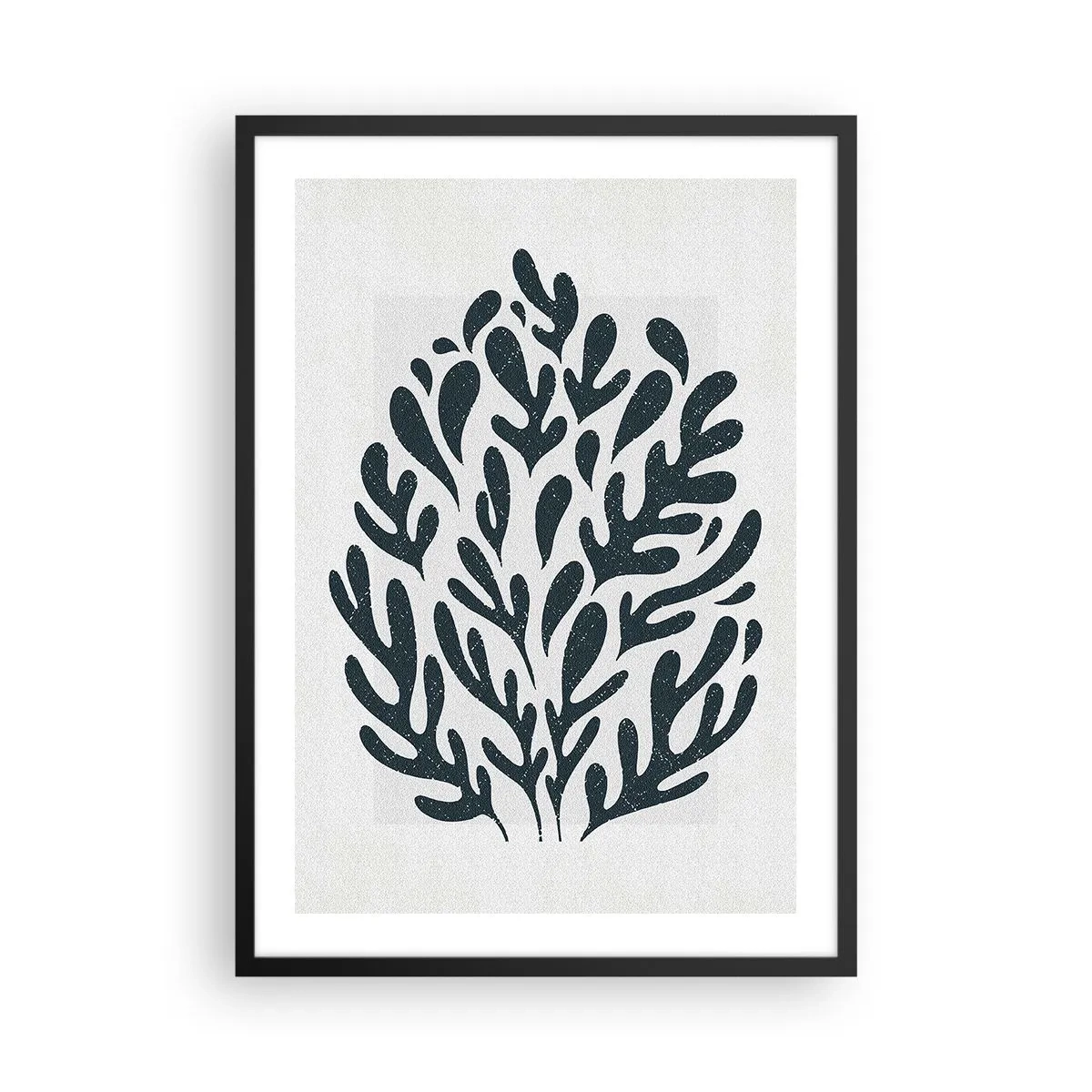 Affisch i svart ram - Svart växtkomposition på en ljus bakgrund - 50x70cm - Naturens former - Modern väggdekoration för vardagsrum och sovrum ARTTOR