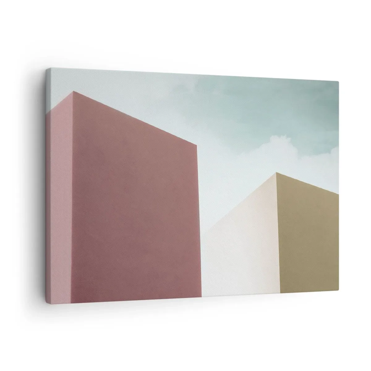 Canvastavla - Bild på duk - Minimalistisk arkitektur med pastellfärgade block och himmel - 70x50cm - Geometri av en solig sommar - Modern väggdekoration för vardagsrum och sovrum ARTTOR