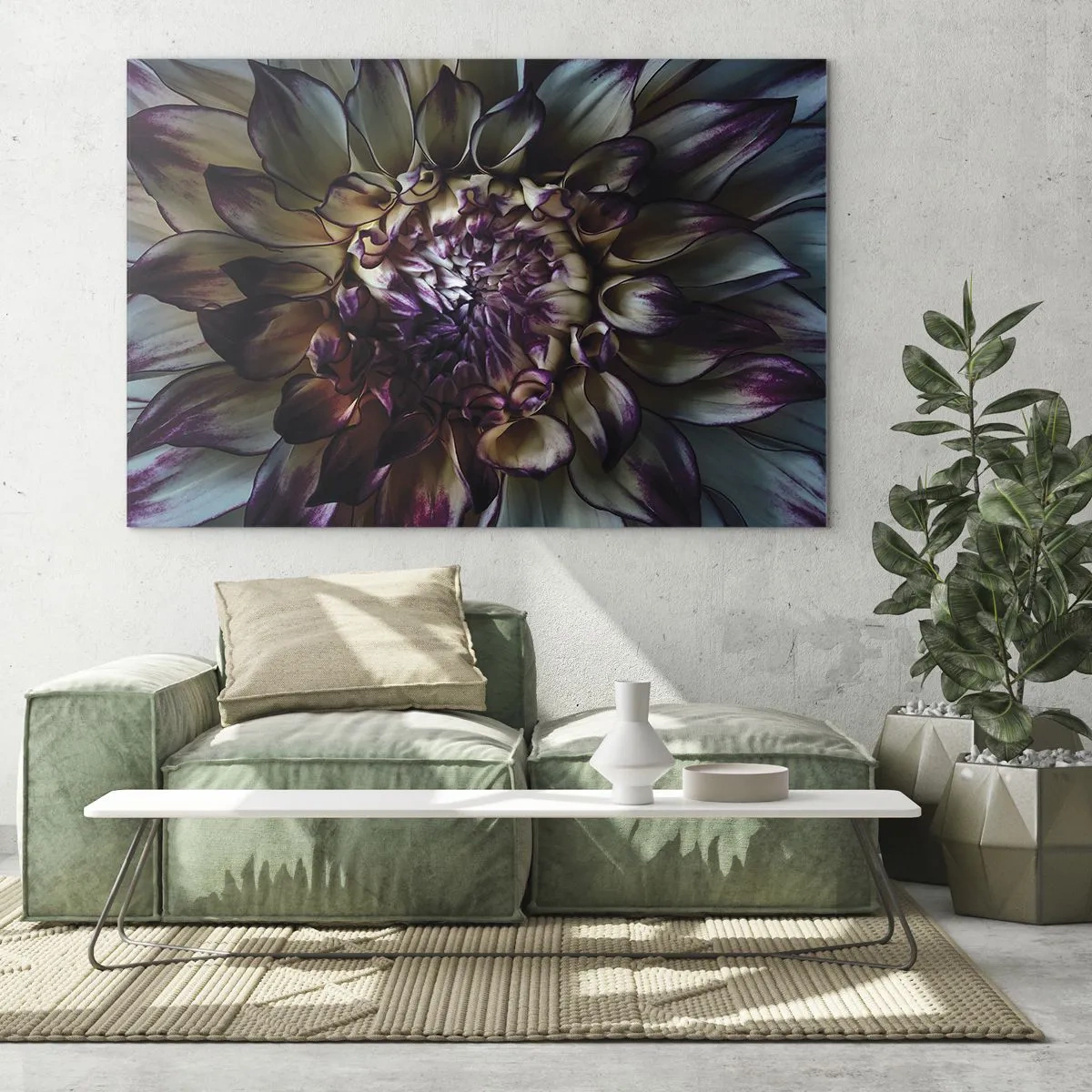 Glastavla - Bild på glas - Närbild av en blomma i en mörk färgpalett - 70x50cm - Blommande ungdom - Modern väggdekoration för vardagsrum och sovrum ARTTOR