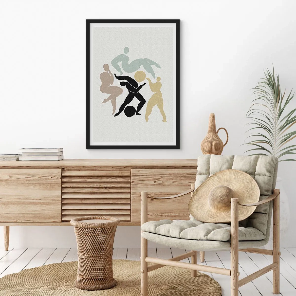 Affisch i svart ram - Abstrakta silhuetter av figurer i dynamisk rörelse - 50x70cm - Rörelse för hälsa och skönhet - Modern väggdekoration för vardagsrum och sovrum ARTTOR