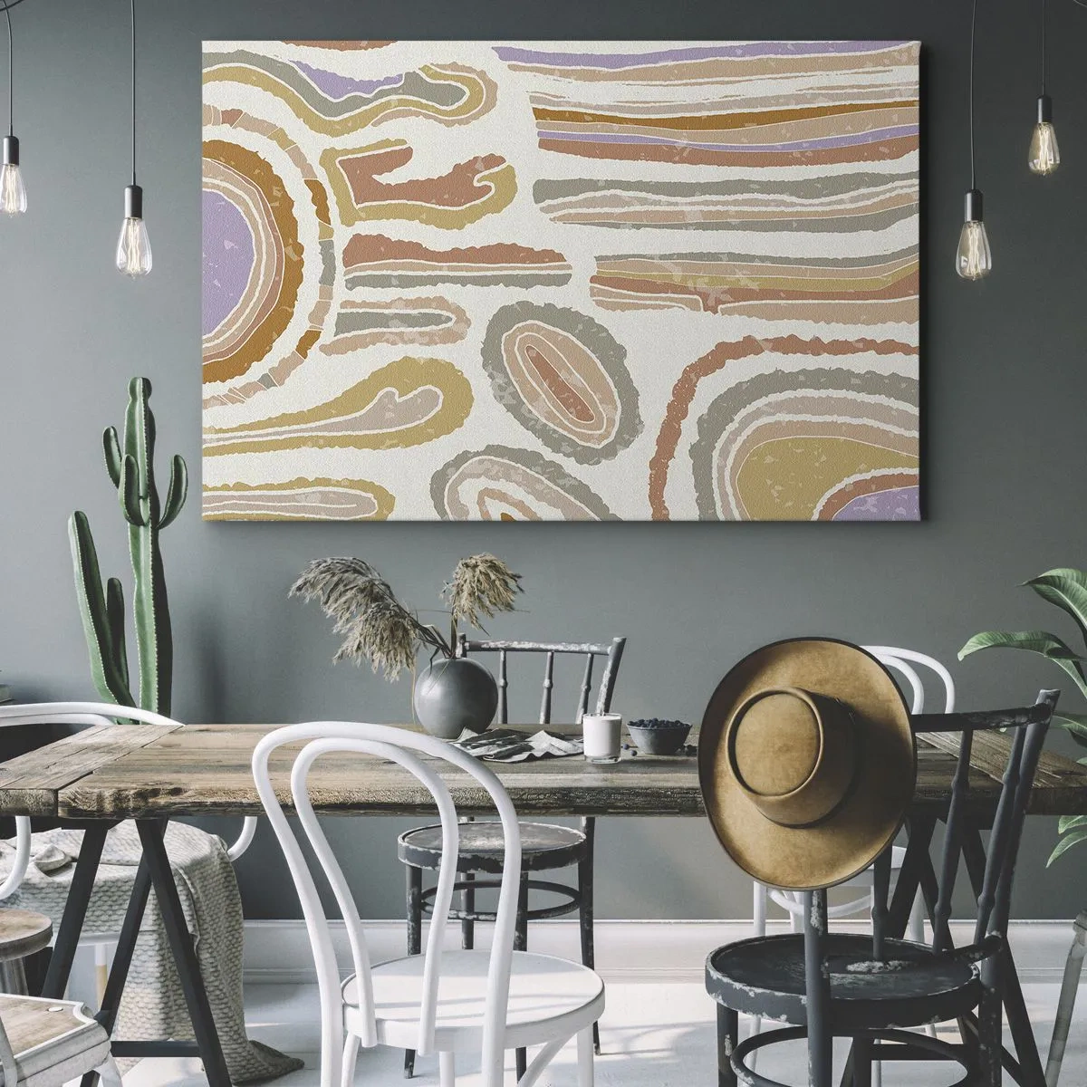Canvastavla - Bild på duk - Färgglada tvärsnitt av abstrakta former - 70x50cm - Färgglada tvärsnitt - Modern väggdekoration för vardagsrum och sovrum ARTTOR