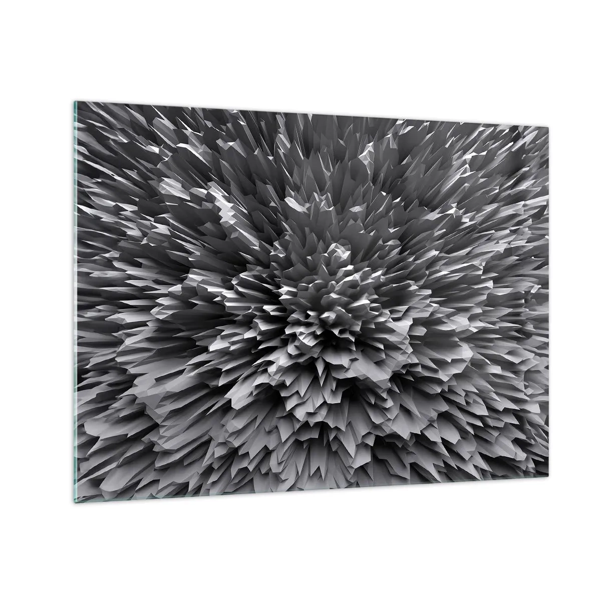 Glastavla - Bild på glas - Abstrakt svartvit 3D-struktur med skarpa kanter - 70x50cm - Det kan inte bli vassare än så här - Modern väggdekoration för vardagsrum och sovrum ARTTOR