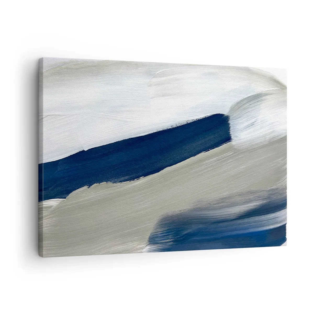 Canvastavla - Bild på duk - Abstrakta penseldrag i nyanser av blått och grått - 70x50cm - Möte med vitt - Modern väggdekoration för vardagsrum och sovrum ARTTOR