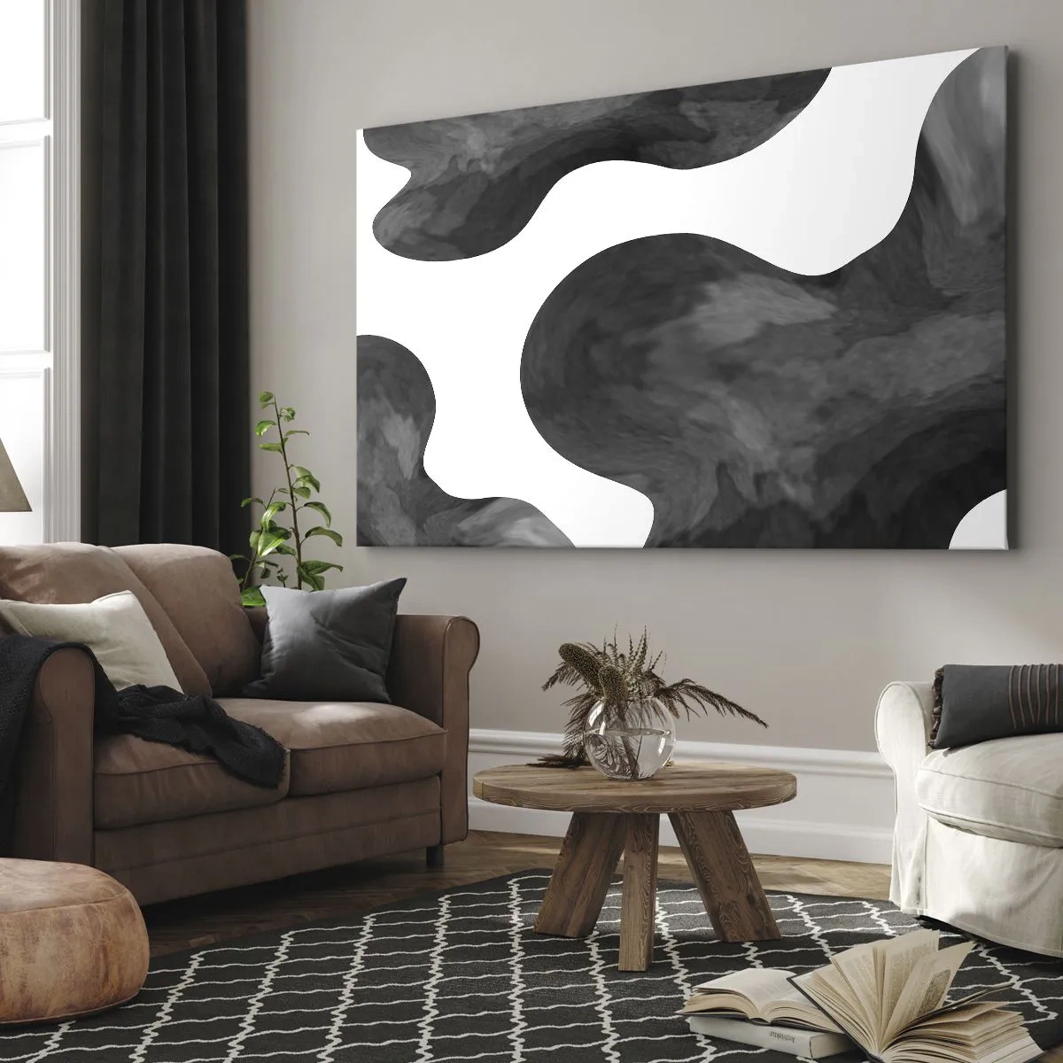 Canvastavla - Bild på duk - Abstrakt mönster i nyanser av grått och vitt - 70x50cm - Mjölkvägen - Modern väggdekoration för vardagsrum och sovrum ARTTOR