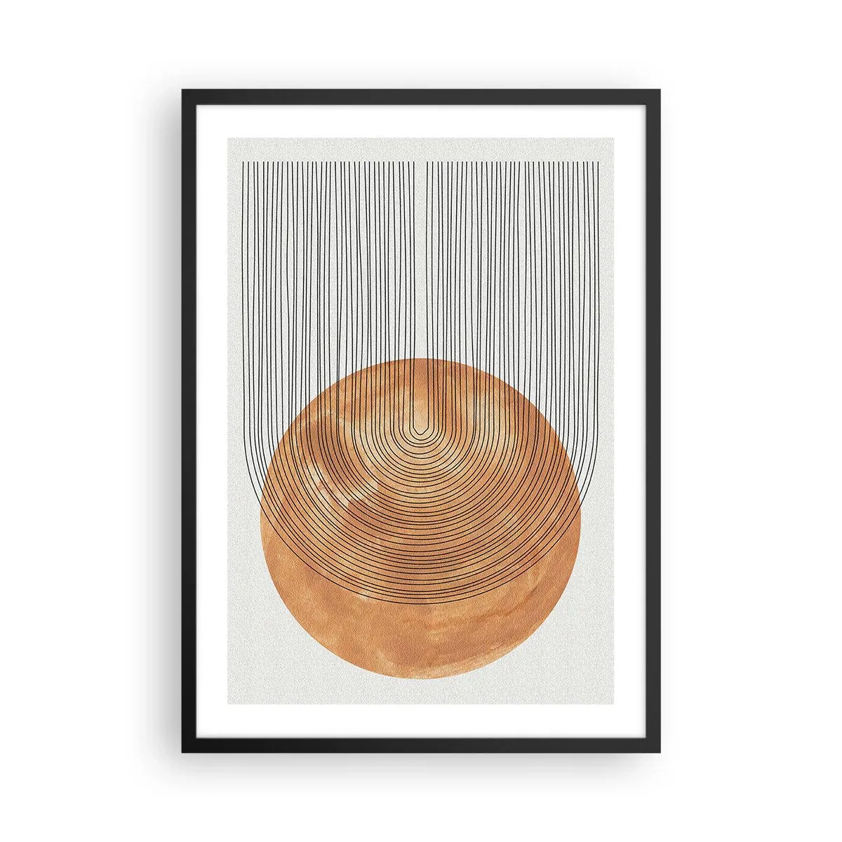 Affisch i svart ram - Geometrisk abstraktion i jordnära toner - 50x70cm - En solig komposition - Modern väggdekoration för vardagsrum och sovrum ARTTOR