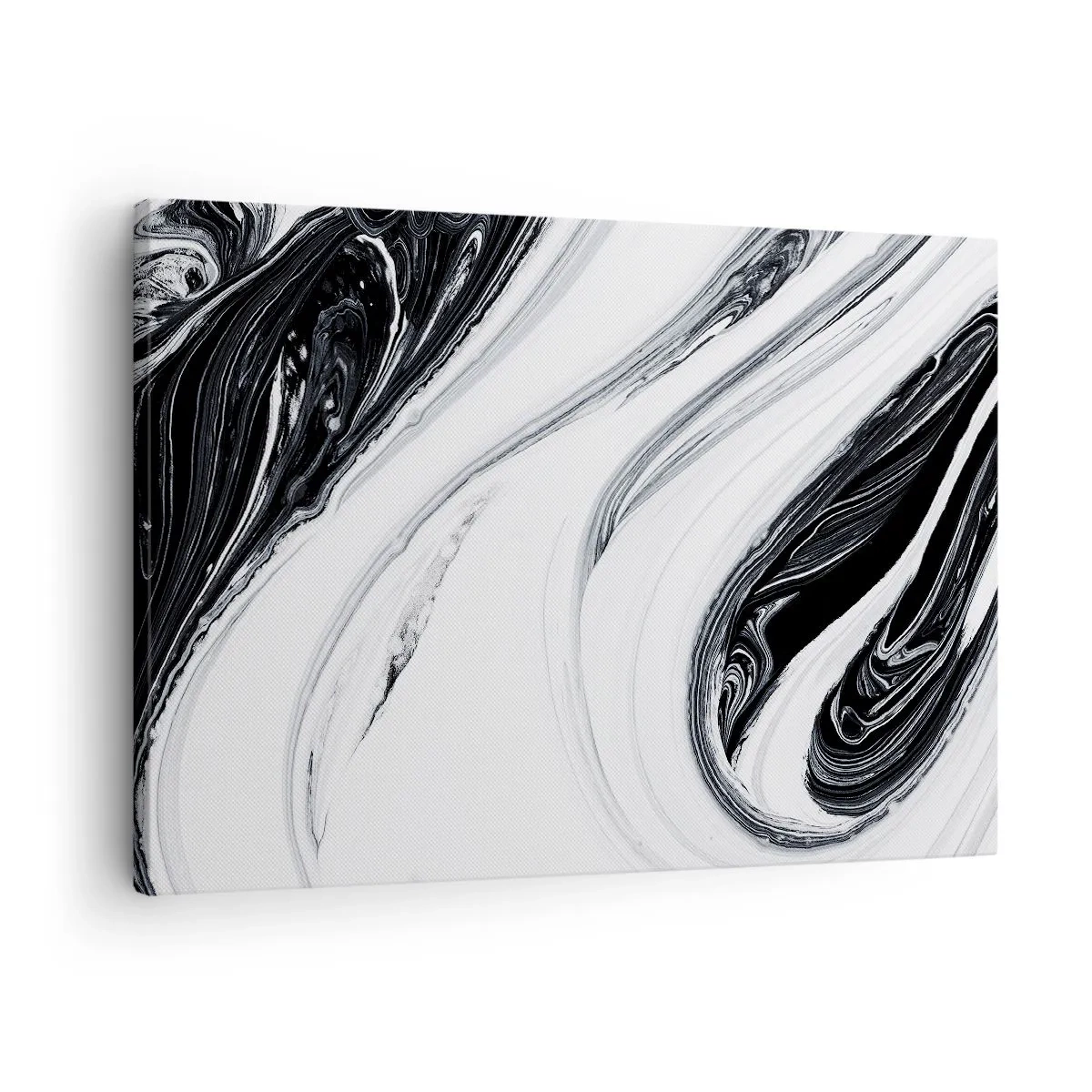 Canvastavla - Bild på duk - Svartvit abstraktion med dynamiska linjer och virvlar - 70x50cm - Motsatskombination - Modern väggdekoration för vardagsrum och sovrum ARTTOR