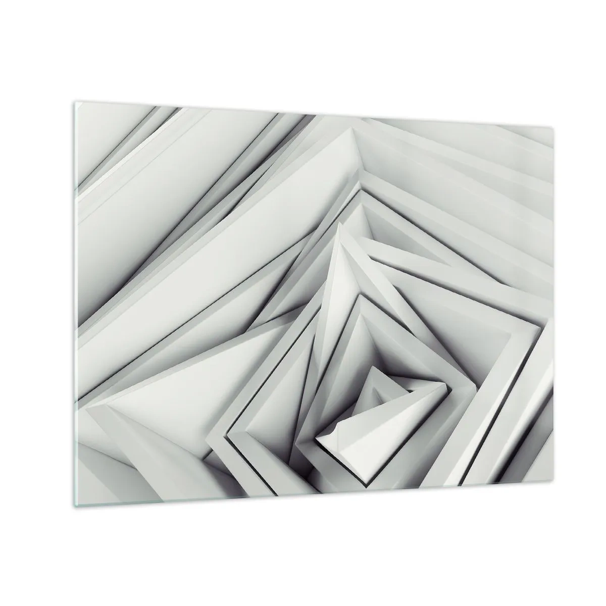 Glastavla - Bild på glas - Tredimensionella geometriska former i grå nyanser - 70x50cm - Blommande vassa kanter - Modern väggdekoration för vardagsrum och sovrum ARTTOR