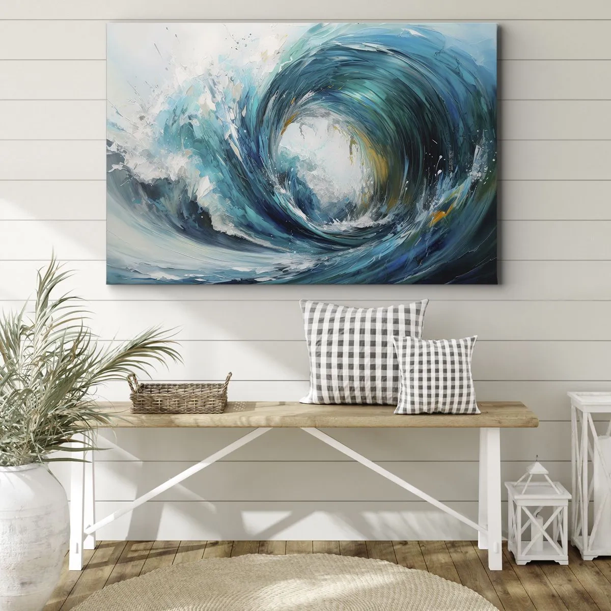 Canvastavla - Bild på duk - En dynamisk våg i nyanser av blått och turkos - 70x50cm - Havsportal - Modern väggdekoration för vardagsrum och sovrum ARTTOR