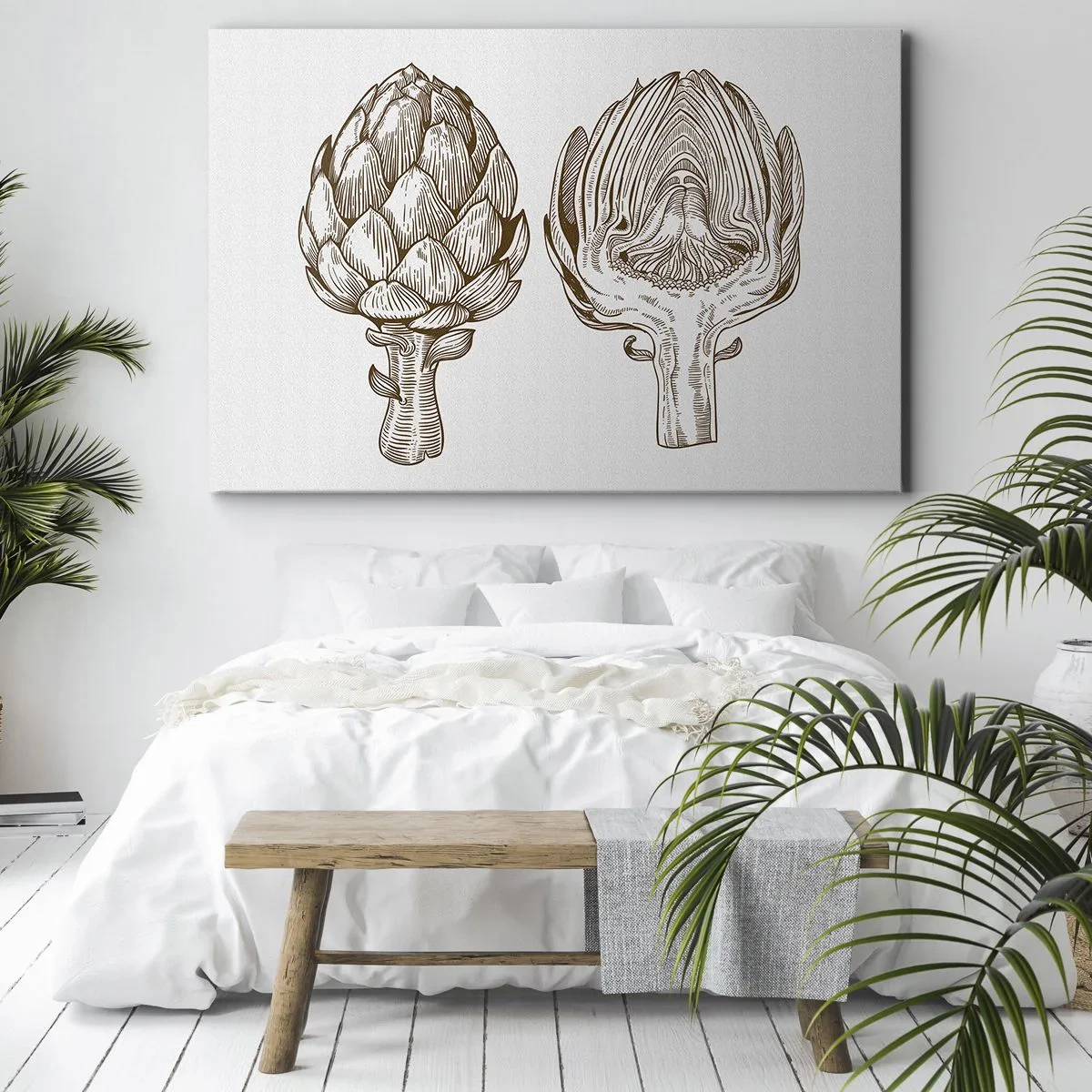 Canvastavla - Bild på duk - Vintagekonstteckning av en kronärtskocka - 70x50cm - Anatomilektion - Modern väggdekoration för vardagsrum och sovrum ARTTOR