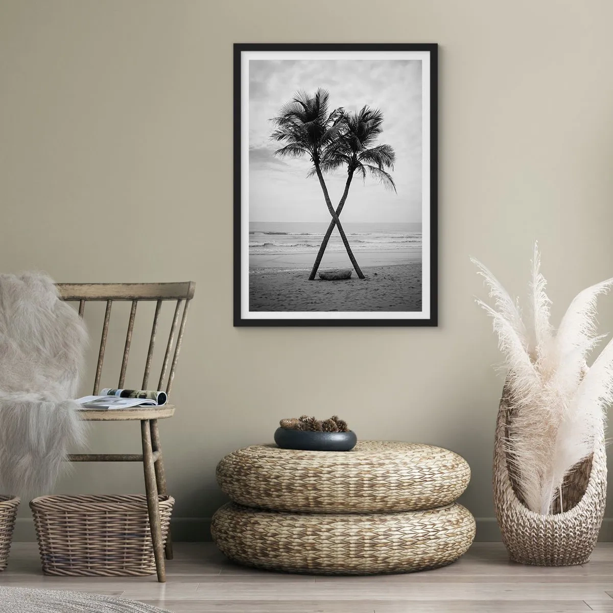 Affisch i svart ram - Skandinavisk reträtt - 50x70cm - Ömsint närvaro - Modern väggdekoration för vardagsrum och sovrum ARTTOR