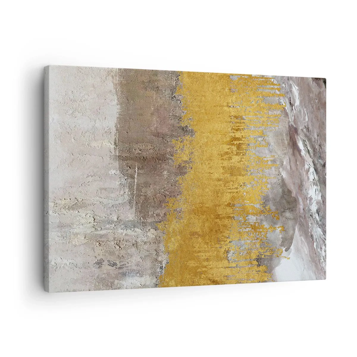 Canvastavla - Bild på duk - Abstrakt mönster i guld och beige - 70x50cm - En gyllene explosion - Modern väggdekoration för vardagsrum och sovrum ARTTOR