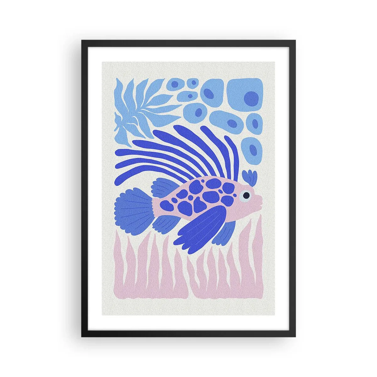 Affisch i svart ram - Stiliserade exotiska fiskar i en undervattensmiljö - 50x70cm - I sitt rätta miljö - Modern väggdekoration för vardagsrum och sovrum ARTTOR