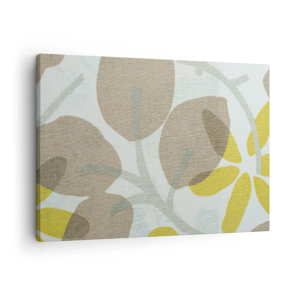 Canvastavla - Bild på duk - Abstrakta löv i nyanser av beige och gult - 70x50cm - Komposition i solskenet - Modern väggdekoration för vardagsrum och sovrum ARTTOR