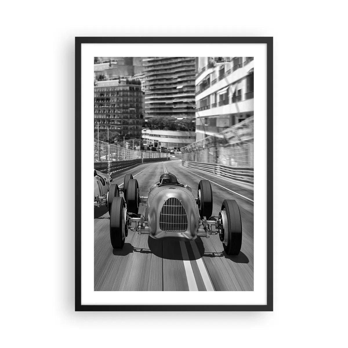 Affisch i svart ram - Historisk Monte Carlo-motorsport - 50x70cm - För länge sedan i Monte Carlo - Modern väggdekoration för vardagsrum och sovrum ARTTOR