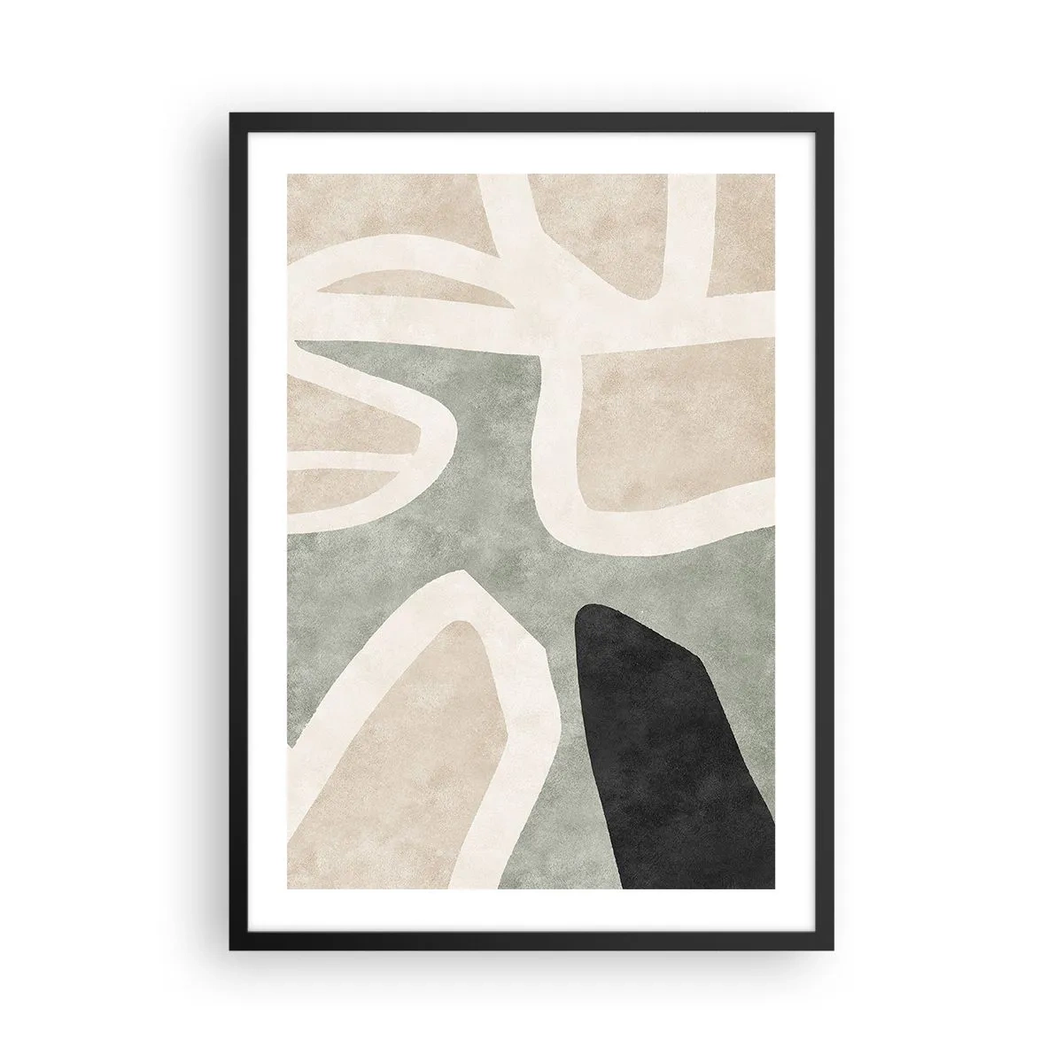 Affisch i svart ram - Abstrakt färgharmoni - 50x70cm - Komposition med svart motiv - Modern väggdekoration för vardagsrum och sovrum ARTTOR