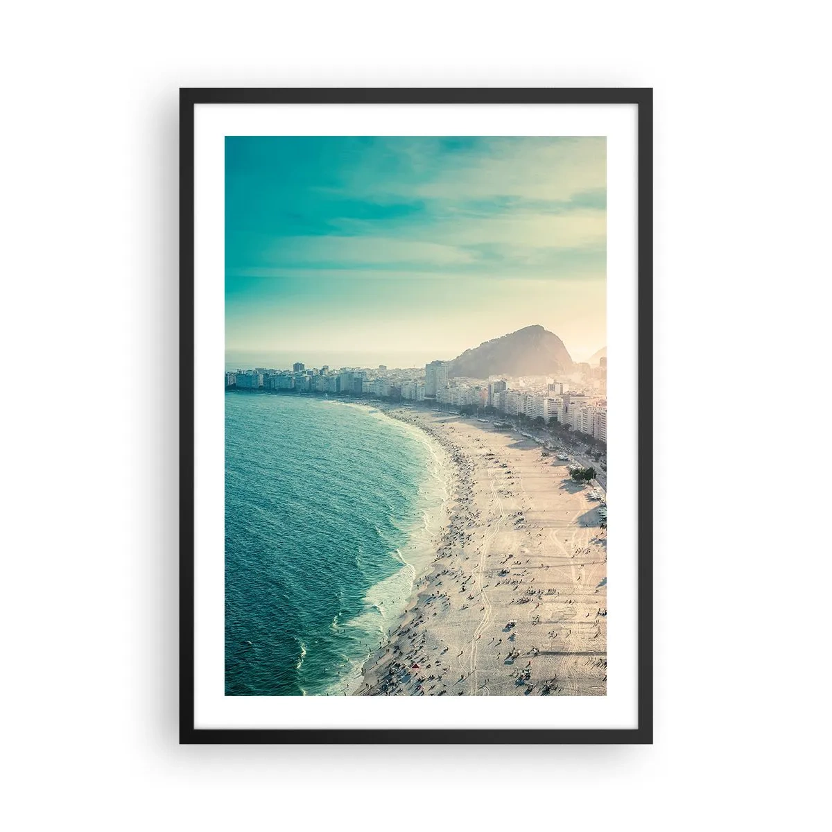 Affisch i svart ram - Utsikt över stranden och staden vid solnedgången - 50x70cm - Evig semester i Rio - Modern väggdekoration för vardagsrum och sovrum ARTTOR