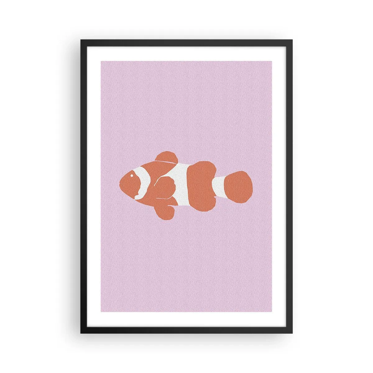 Affisch i svart ram - Orange clownfisk på en lila bakgrund - 50x70cm - Korall passar henne bra - Modern väggdekoration för vardagsrum och sovrum ARTTOR